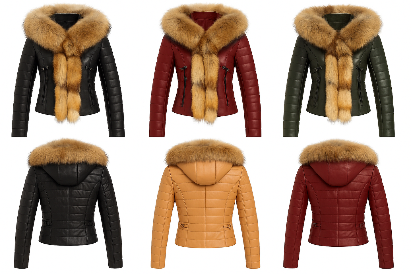 Royal Ember – Women’s Cropped Leather Jacket with Natural Faux Fur Collar Luxequir Vogue