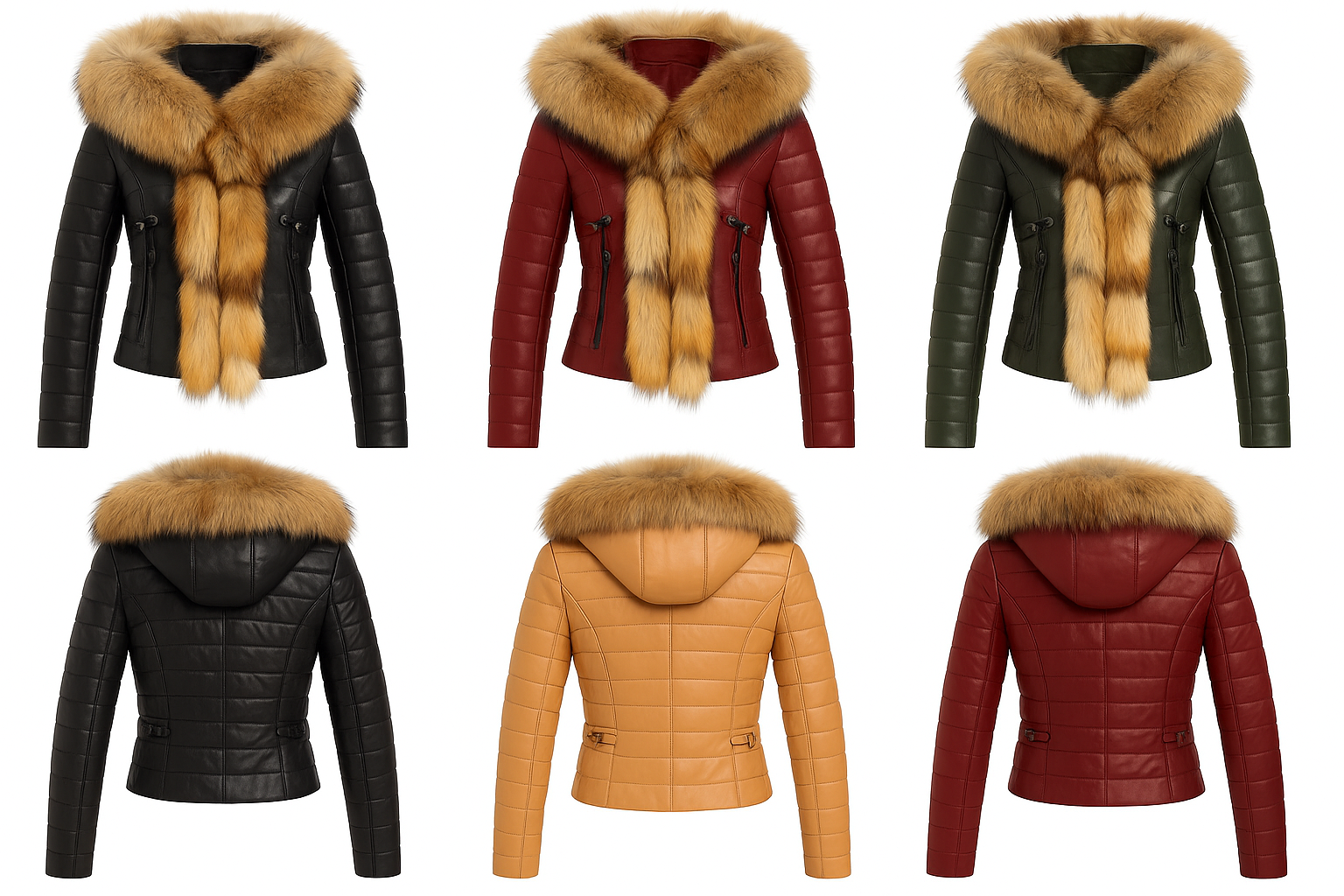 Royal Ember – Women’s Cropped Leather Jacket with Natural Faux Fur Collar Luxequir Vogue
