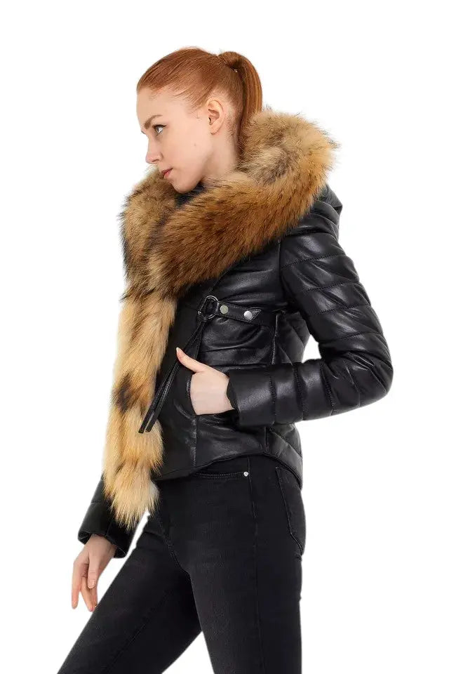 Men's luxury black leather biker jacket with gold zippers and quilted detailing – Obsidian Alpha by Luxequir Vogue