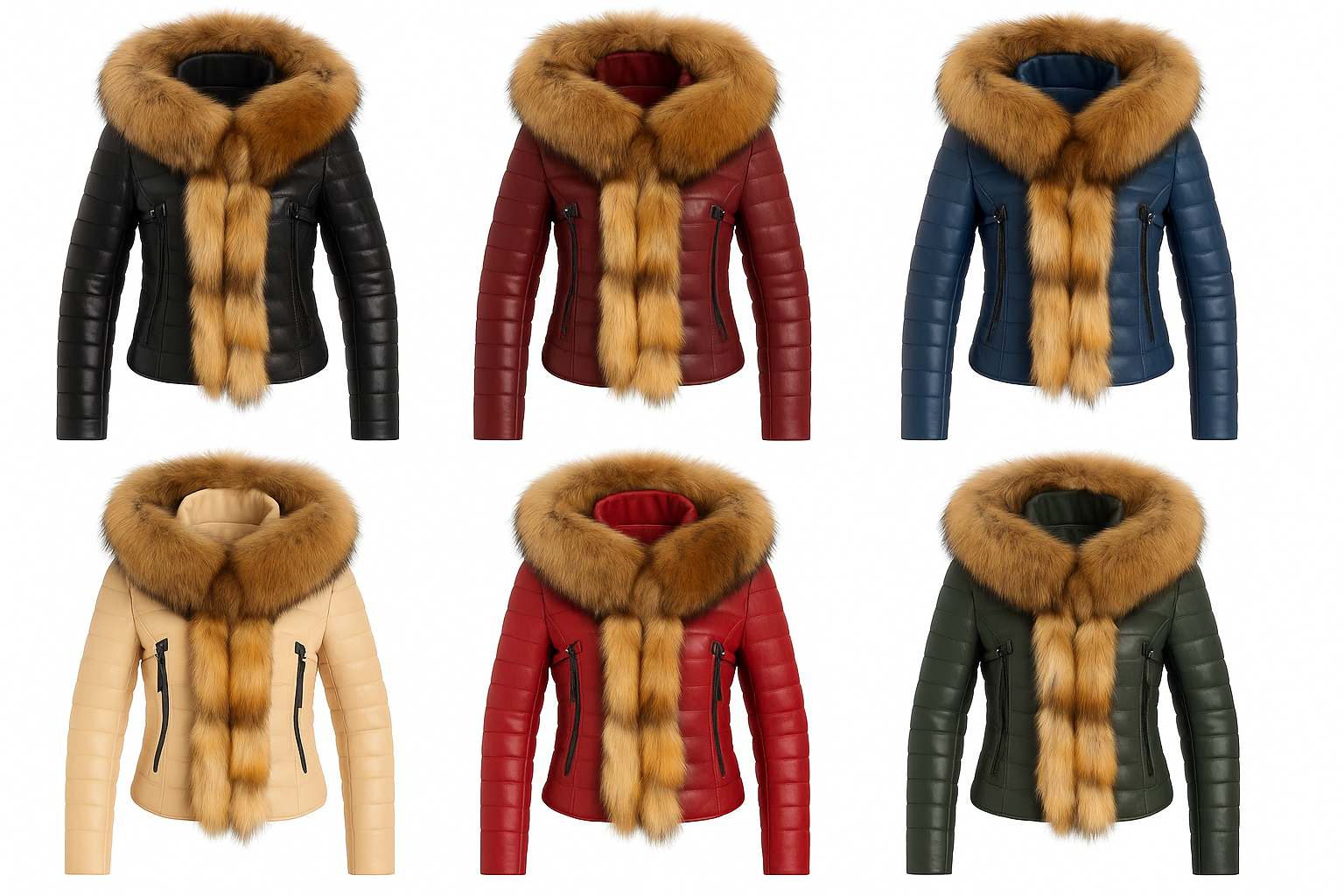 Royal Ember – Women’s Cropped Leather Jacket with Natural Faux Fur Collar Luxequir Vogue