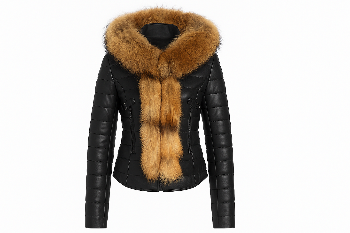 Royal Ember – Women’s Cropped Leather Jacket with Natural Faux Fur Collar Luxequir Vogue