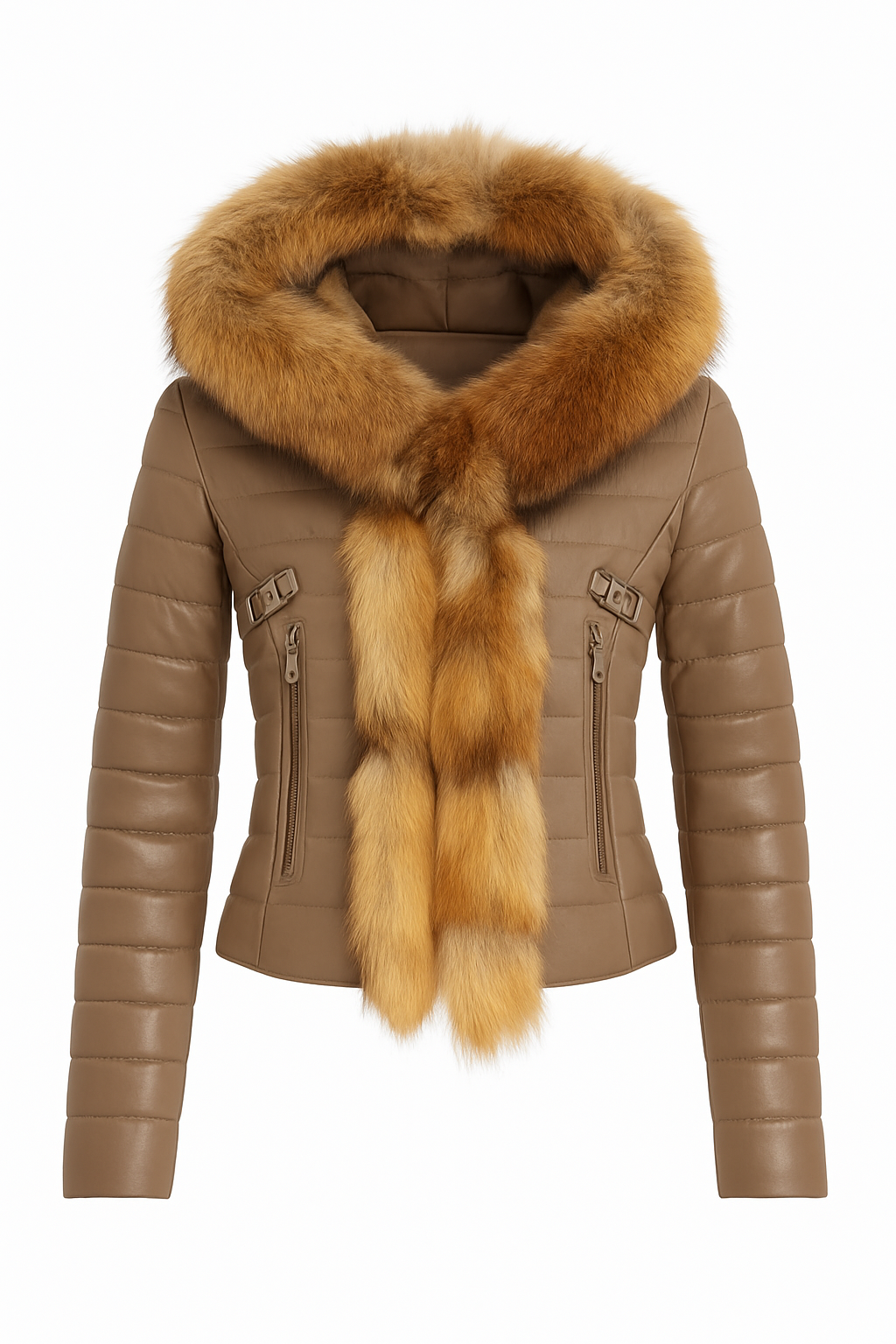 Royal Ember – Women’s Cropped Leather Jacket with Natural Faux Fur Collar Luxequir Vogue