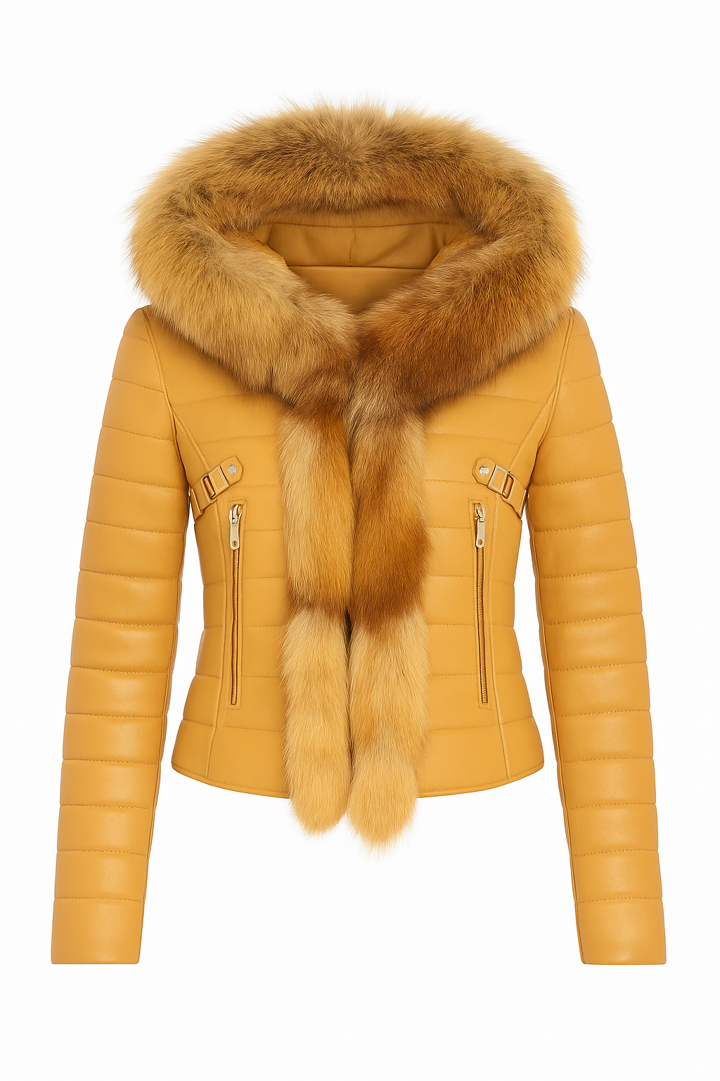 Royal Ember – Women’s Cropped Leather Jacket with Natural Faux Fur Collar Luxequir Vogue