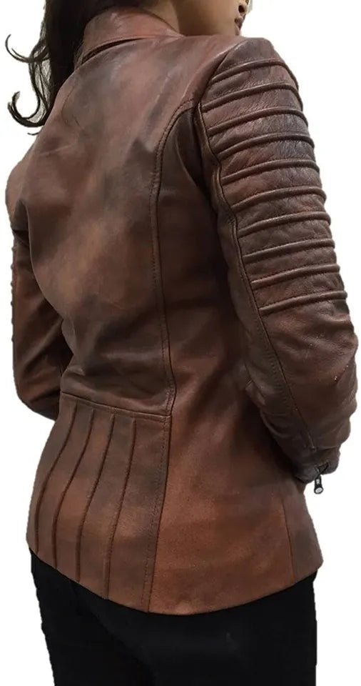 Rust Rebel – Women's Distressed Lambskin Biker Jacket Luxequir Vogue