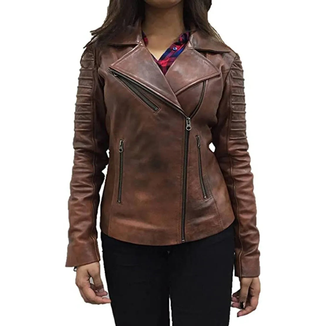 Rust Rebel – Women's Distressed Lambskin Biker Jacket Luxequir Vogue