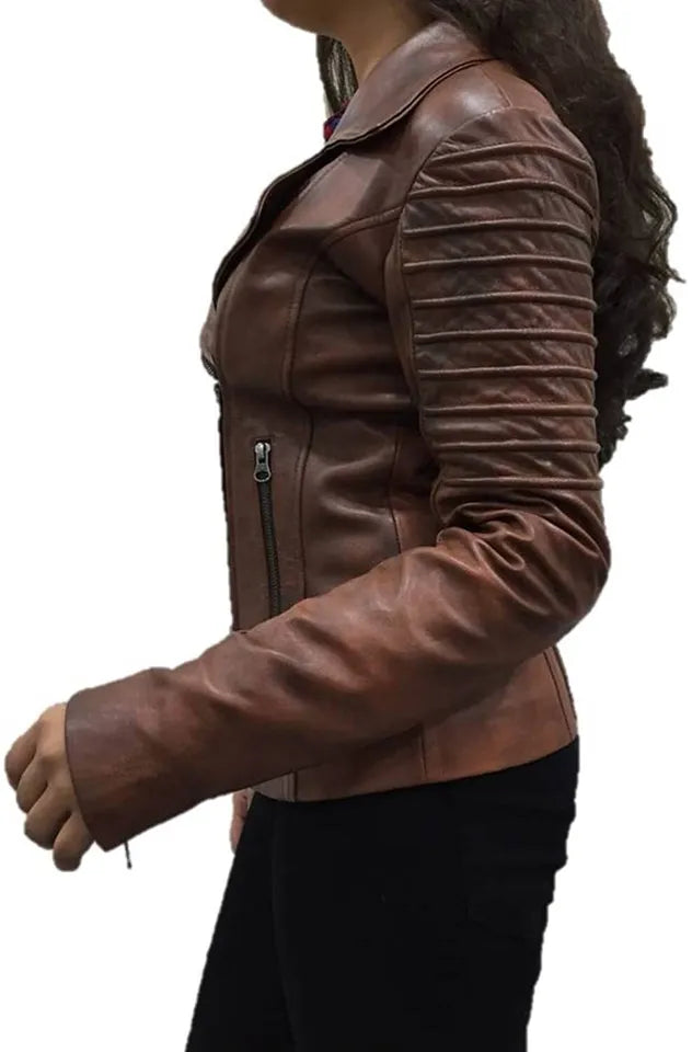 Rust Rebel – Women's Distressed Lambskin Biker Jacket Luxequir Vogue