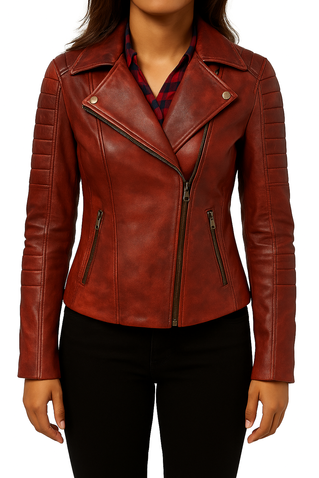 Rust Rebel – Women's Distressed Lambskin Biker Jacket Luxequir Vogue