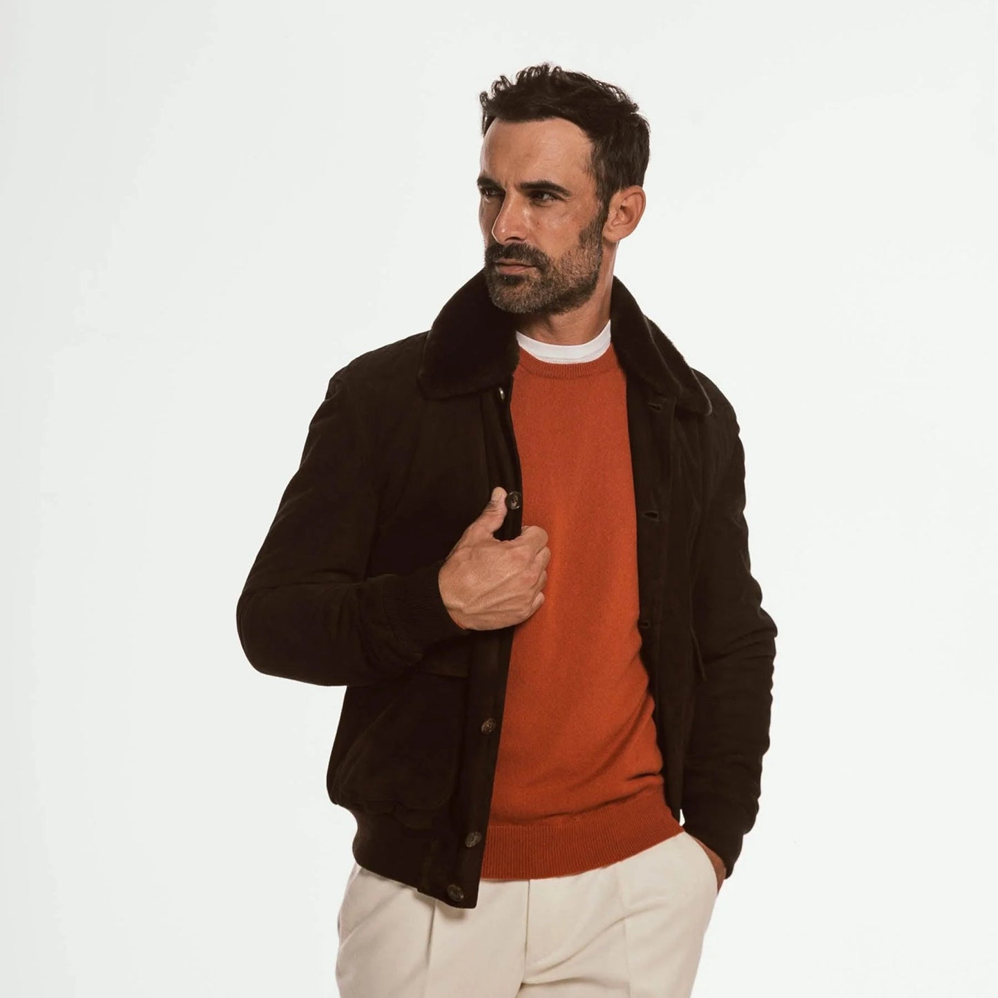 Luxequir Noir Crest – Suede Handmade Classic Blouson Jacket Luxequir Vogue