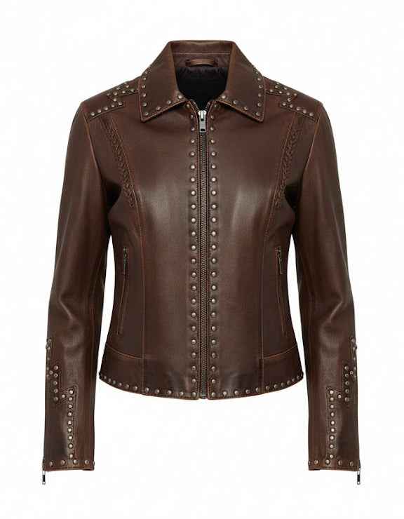 Saddle Spark Women’s Studded Western Leather Jacket (Copy)
