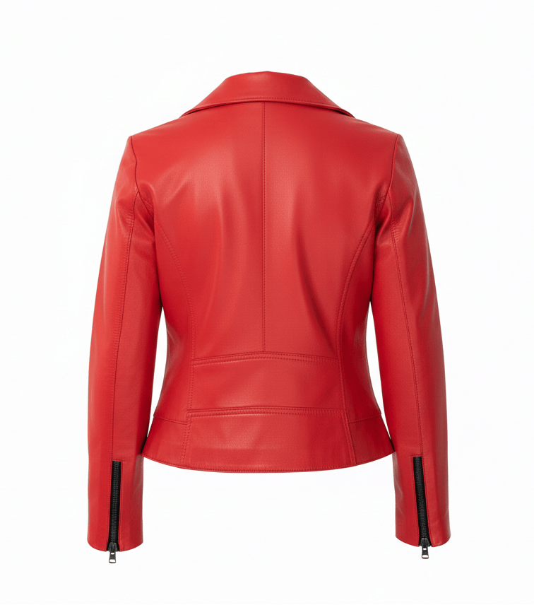 Red leather jacket on a white background