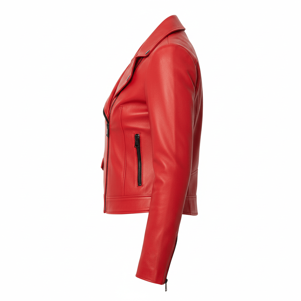 Red leather jacket on a white background