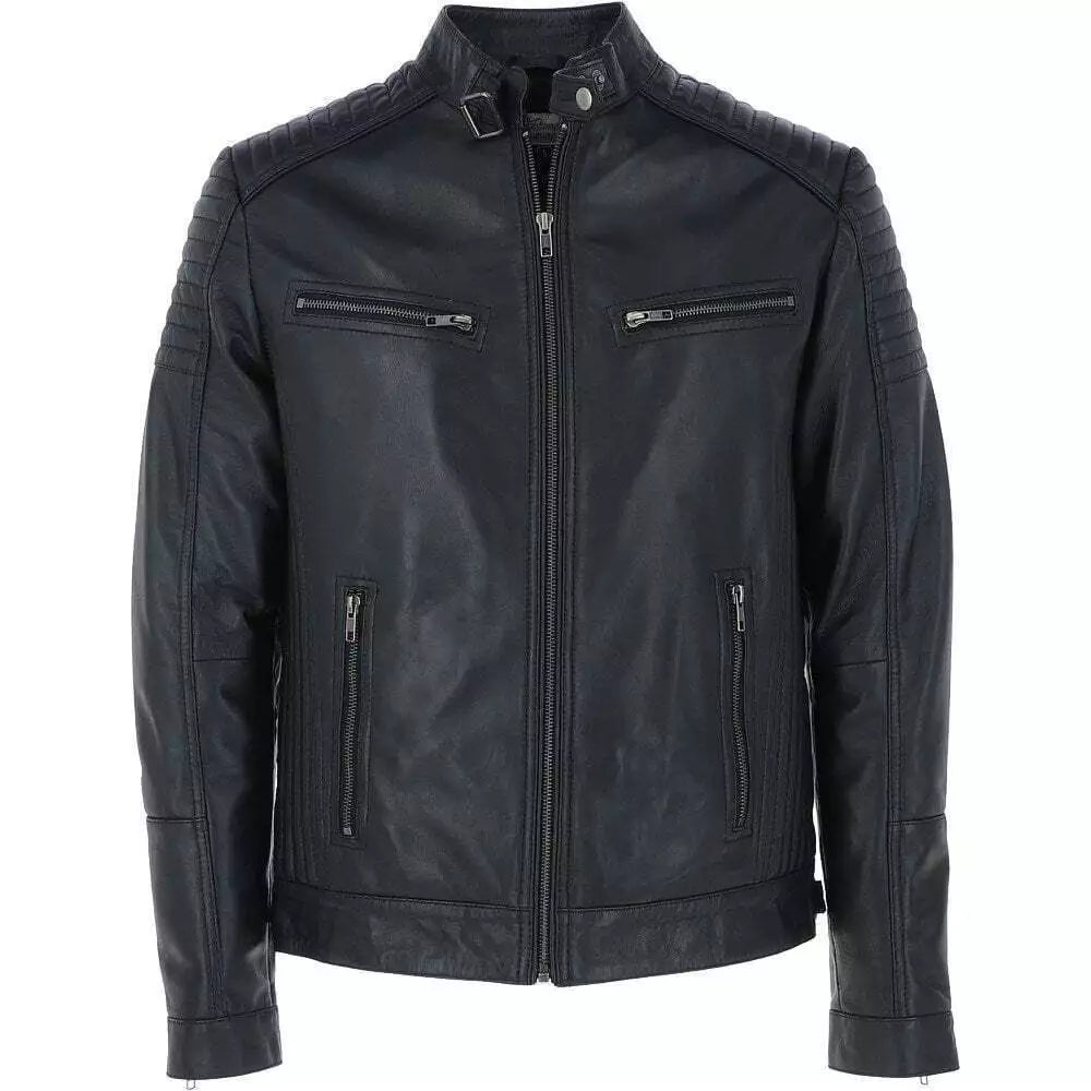 Shadowline – Men’s Quilted Shoulder Biker Leather Jacket Luxequir Vogue