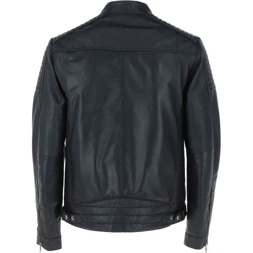 Shadowline – Men’s Quilted Shoulder Biker Leather Jacket Luxequir Vogue