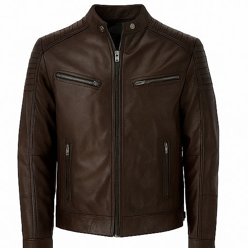 Shadowline – Men’s Quilted Shoulder Biker Leather Jacket Luxequir Vogue