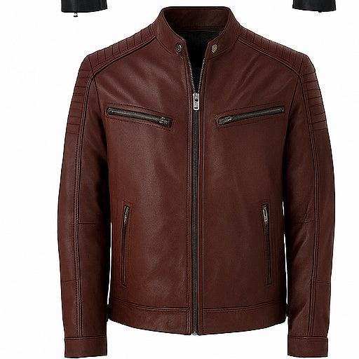 Shadowline – Men’s Quilted Shoulder Biker Leather Jacket Luxequir Vogue