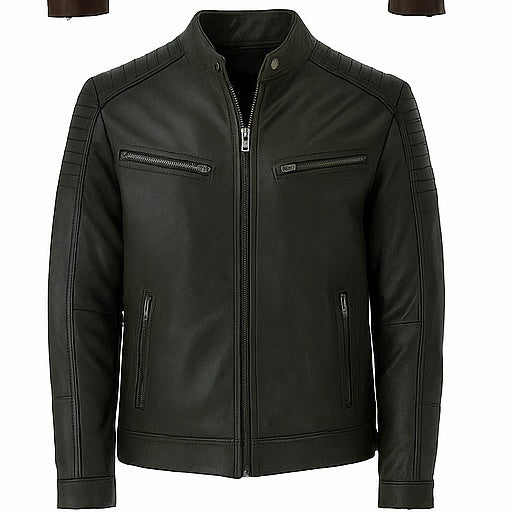 Shadowline – Men’s Quilted Shoulder Biker Leather Jacket Luxequir Vogue