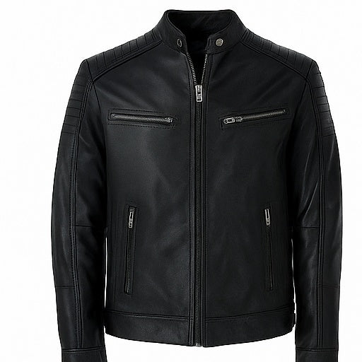 Shadowline – Men’s Quilted Shoulder Biker Leather Jacket Luxequir Vogue