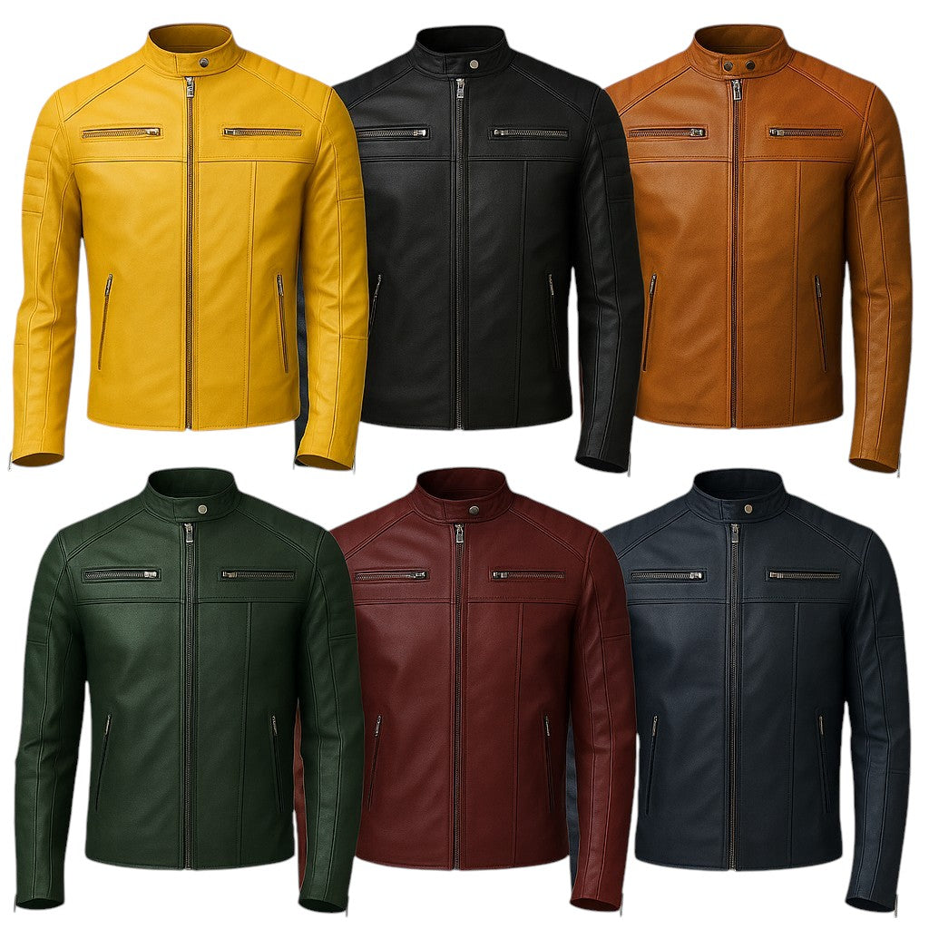 Solar Rush – Men’s Yellow Moto Leather Jacket Luxequir Vogue