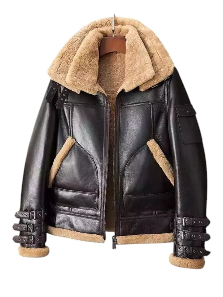 Storm Baron Men's Shearling-Lined Aviator Jacket - Stylish Leather Outerwear Luxequir Vogue