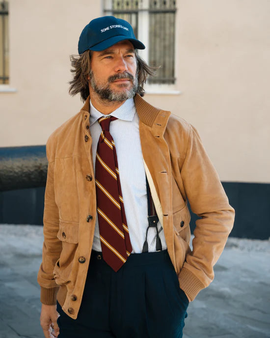 Tuscany Crest – Men’s Caramel Shearling Bomber Jacket Luxequir Vogue