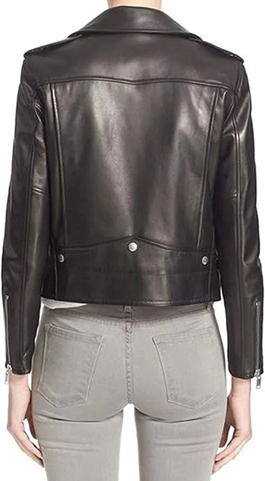 Urban Rider – Women’s Lambskin Leather Belted Biker Jacket Luxequir Vogue