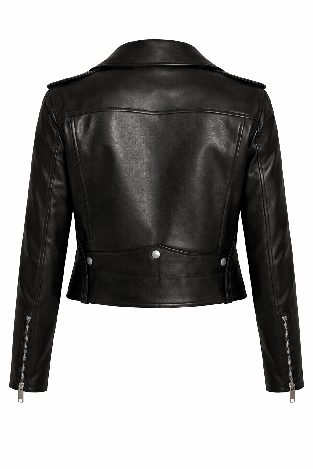 Black leather jacket on a white background