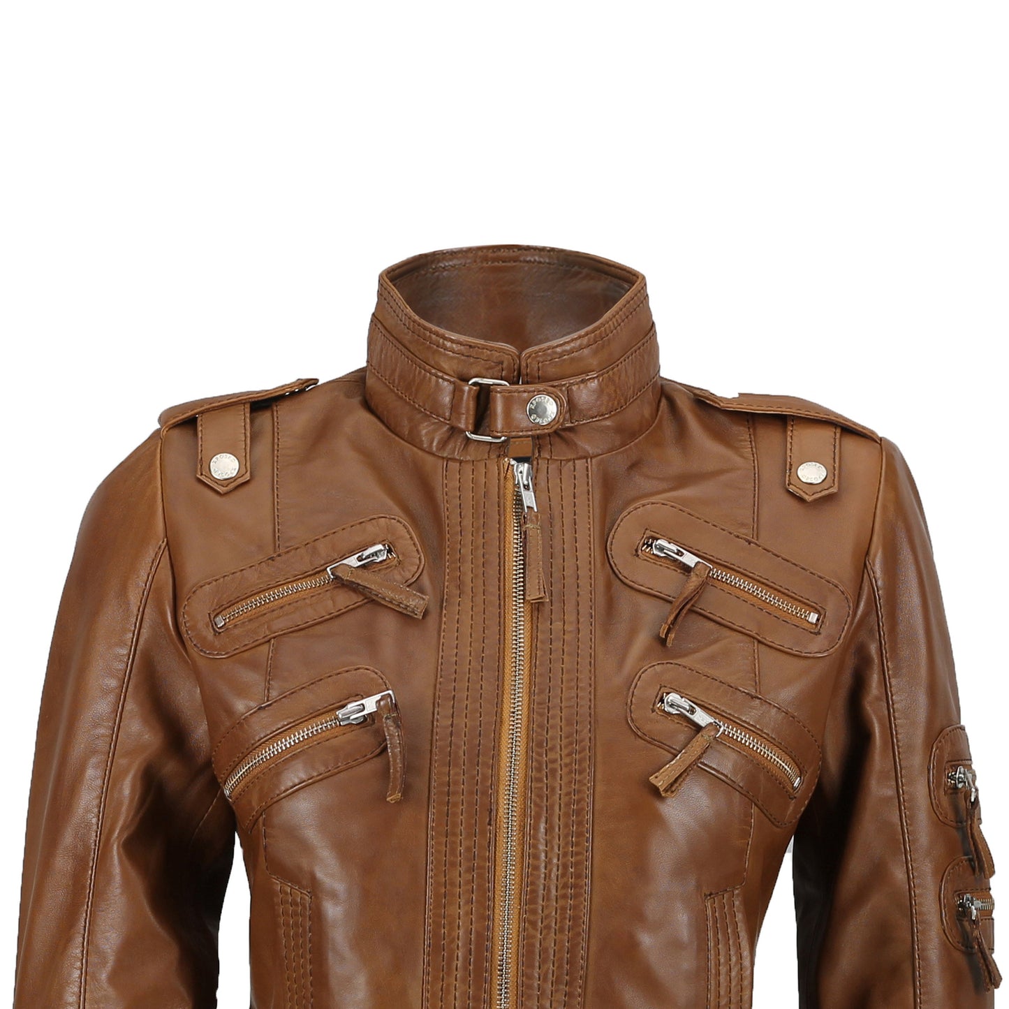 Ladies Real Leather Biker Jacket - Slim Fit Soft Zip Style for Women Luxequir Vogue