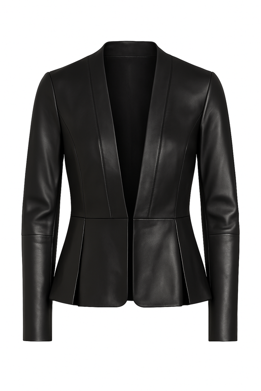 Verona Edge – Women’s Tailored Black Leather Blazer Luxequir Vogue