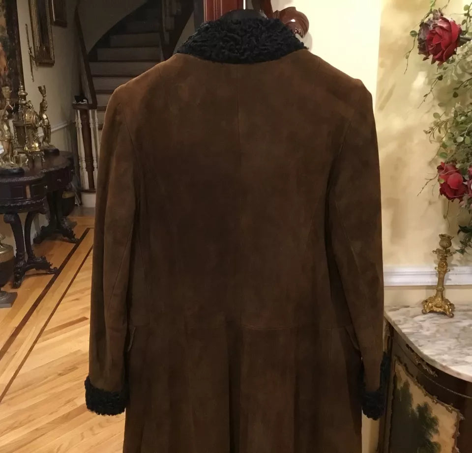 Luxequir-Collection Vintage Women's Brown Genuine Shear ling Suede Jacket Coat Luxequir Vogue