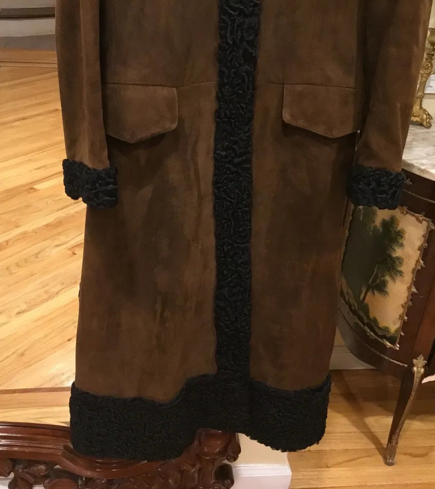 Luxequir-Collection Vintage Women's Brown Genuine Shear ling Suede Jacket Coat Luxequir Vogue