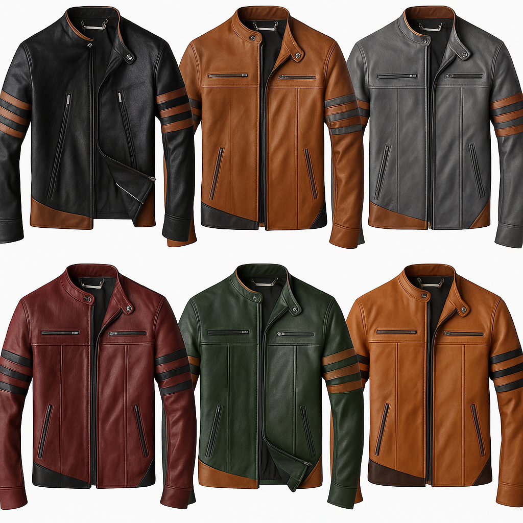 Wolverik – Men’s Two-Tone Striped Lambskin Biker Jacket Luxequir Vogue