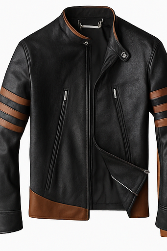 Wolverik – Men’s Two-Tone Striped Lambskin Biker Jacket Luxequir Vogue