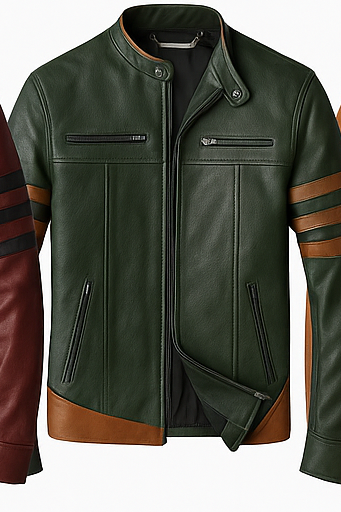 Wolverik – Men’s Two-Tone Striped Lambskin Biker Jacket Luxequir Vogue