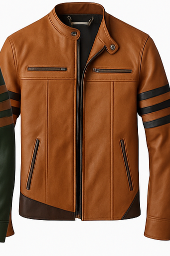 Wolverik – Men’s Two-Tone Striped Lambskin Biker Jacket Luxequir Vogue
