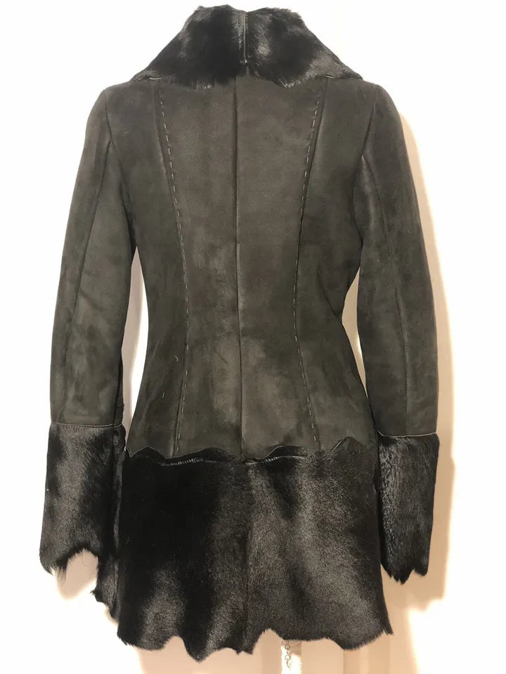 Luxequir-Collection Women Black Fur Sheepskin Coat Luxequir Vogue