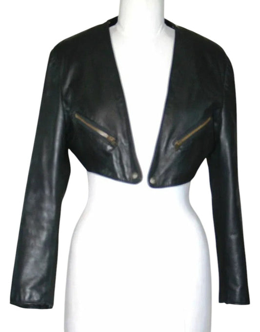 ZipperEdge Cropped Bolero – Women's Slim Fit Lambskin Shrug Jacket Luxequir Vogue