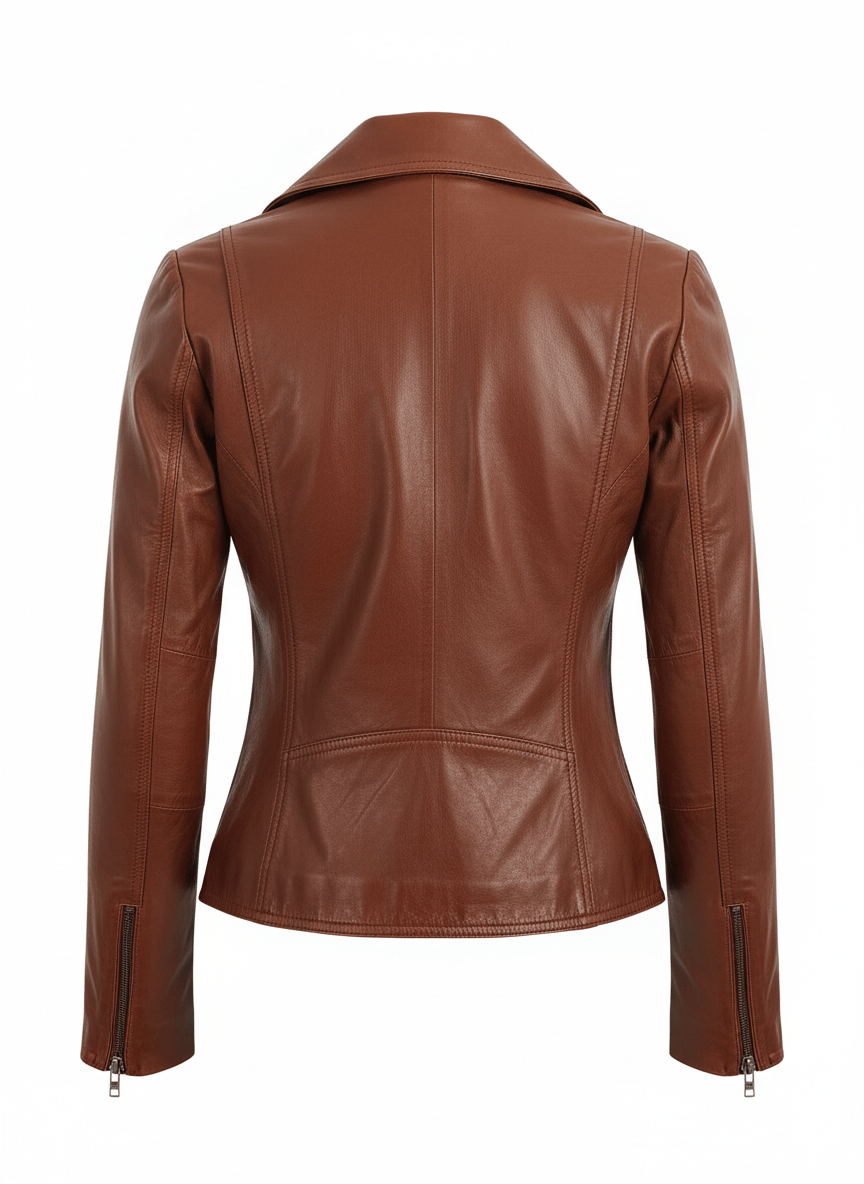 Brown leather jacket on a white background